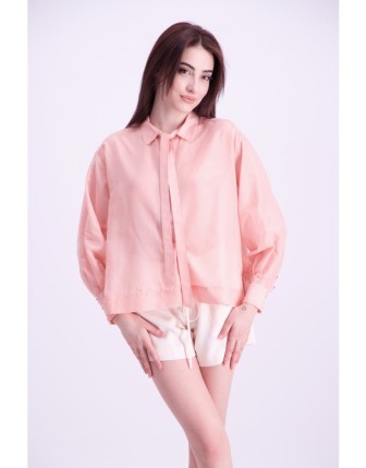 Yakası fiyonk detaylı ipek gömlek