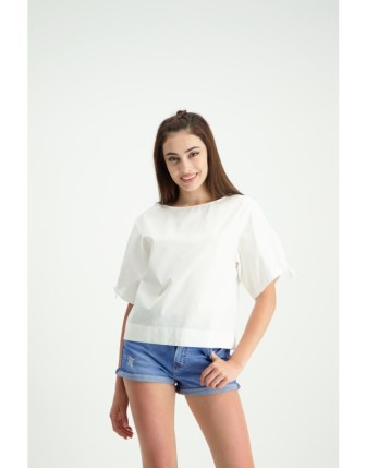 Fiyonk detaylı poplin üst