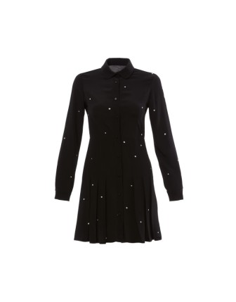 Puantiyeli Plili Gömlek Elbise