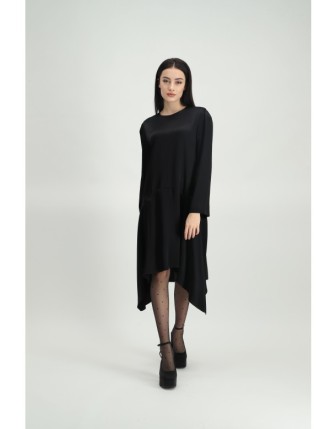 Mendil etekli uzun kollu elbise