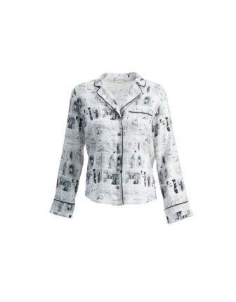 Çizgi roman desenli ipek gömlek