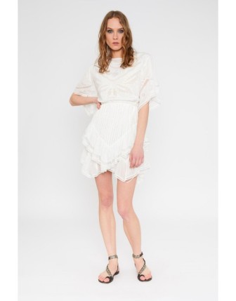 Nakış Detaylı Mini Kloş Elbise