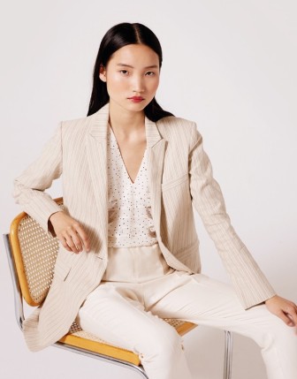 Çizgili Keten Blazer