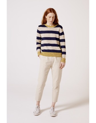 Çizgili Keten Pantolon