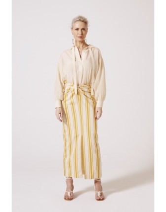 Düğüm detaylı çizgili etek