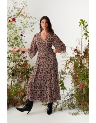 Desenli Şifon Elbise