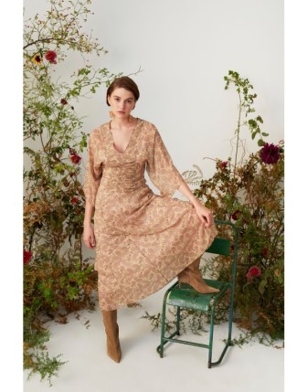 Desenli Şifon Elbise