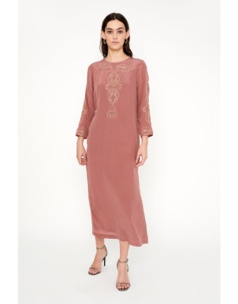 Nakışlı İpek Elbise