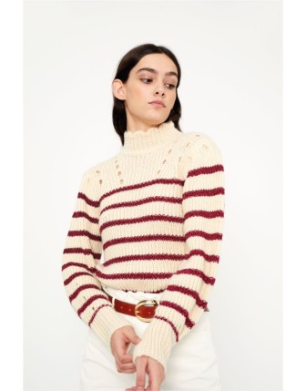 Çizgili Balıkçı Yaka Kazak