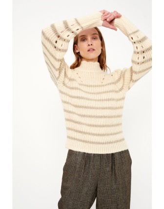 Çizgili Balıkçı Yaka Kazak