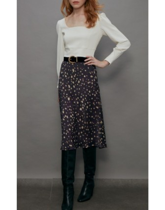 Puantiye desenli diz altı etek