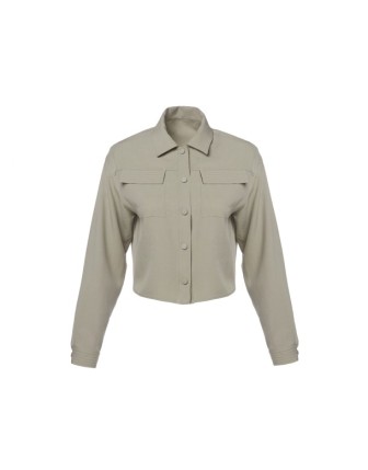 Çift cepli crop ceket