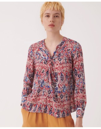 POLLOCK | Uzun kollu desenli ipek bluz