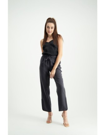 Rahat kesim yırtmaçlı tencel pantolon