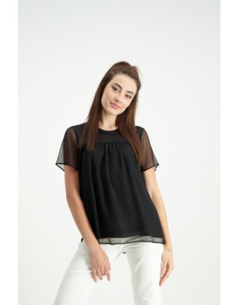 Kısa kollu şifon bluz