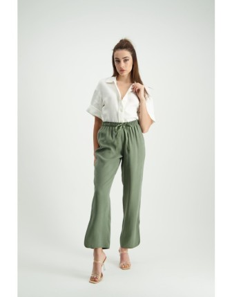 Rahat kesim yırtmaçlı tencel pantolon